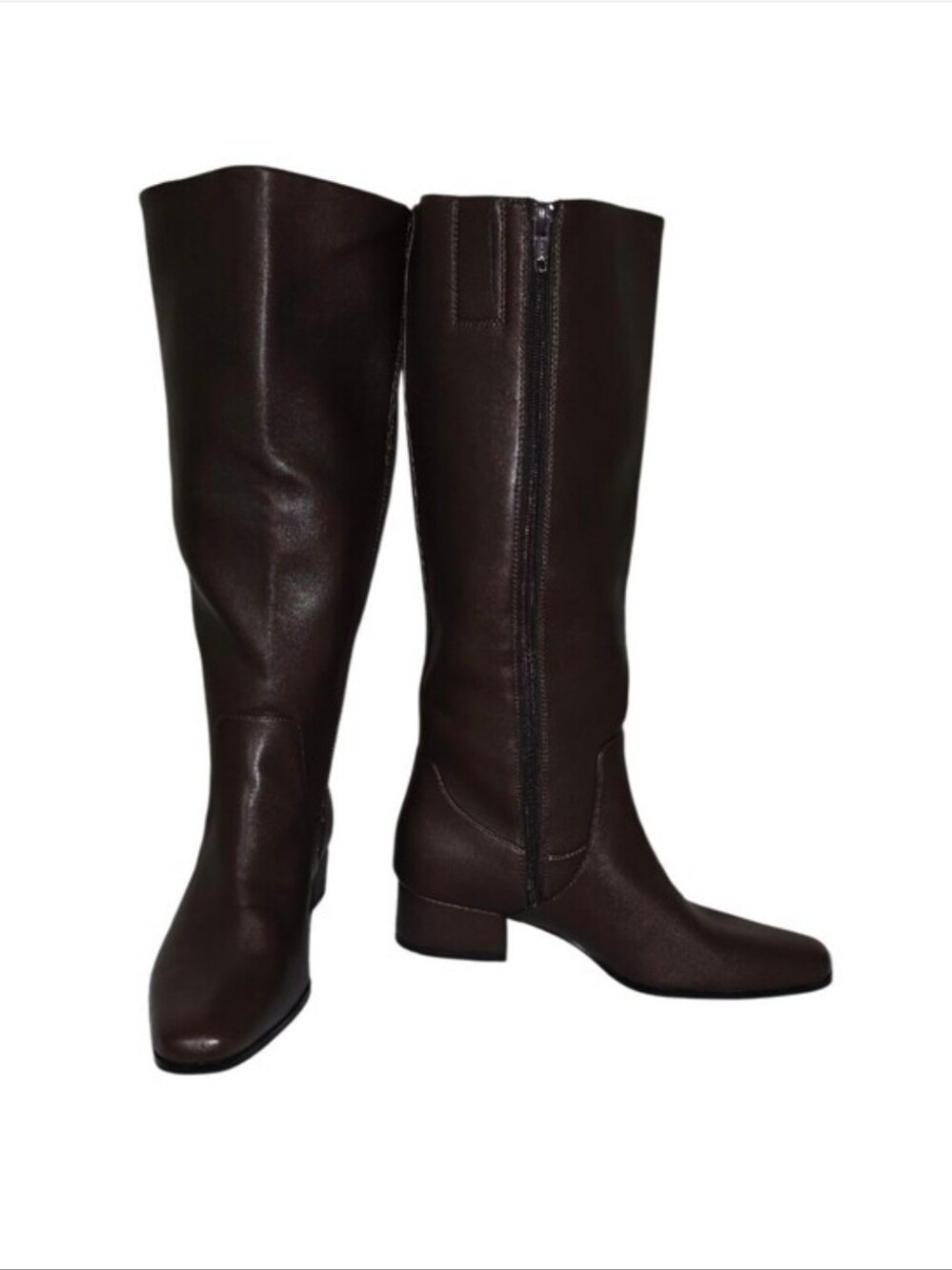 Tall Block Heel Knee Boots in Dark Brown - Picture 2 of 6